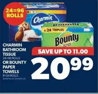 Real Canadian Superstore CHARMIN BATHROOM TISSUE 24-96 ROLLS OR BOUNTY PAPER TOWELS 8-24 ROLLS offer
