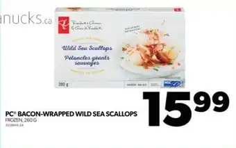 Real Canadian Superstore PC BACON-WRAPPED WILD SEA SCALLOPS FROZEN, 260G offer