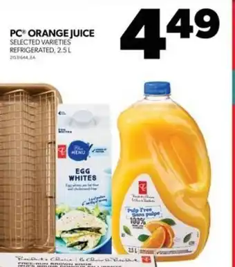 Real Canadian Superstore PC ORANGE JUICE SELECTED VARIETIES REFRIGERATED, 2.5L offer
