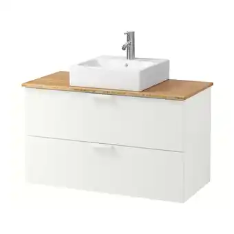 IKEA Godmorgon/tolken / törnviken bathroom vanity, white/bamboo dalskär faucet, 40 1/8x19 1/4x28 3/8 offer