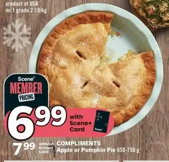 IGA COMPLIMENTS Apple or Pumpkin Pie 650-750g offer