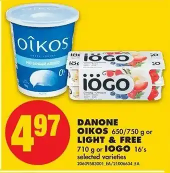 No Frills Danone Oikos Light & Free IOGO offer