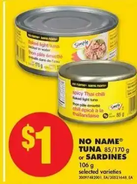 No Frills No Name Tuna or Sardines offer