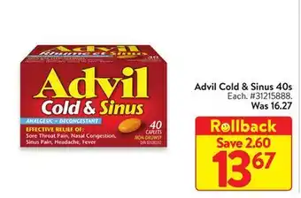 Walmart Advil cold & sinus 40s offer