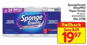 Walmart Spongetowels ultrapro paper towels offer