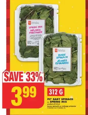 No Frills Pc baby spinach or spring mix, 312 g offer