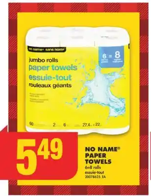 No Frills No name paper towels, 6=8 rolls offer