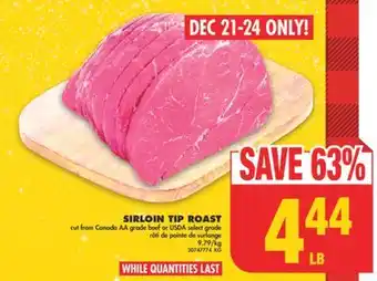 No Frills Sirloin tip roast offer
