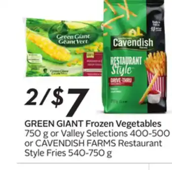 Sobeys Green giant frozen vegetables offer