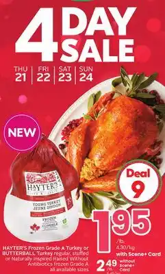 Sobeys Hayter's frozen grade a turkey or butterball turkey offer