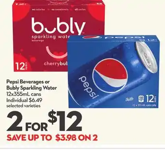 Longo's Pepsi beverages or bubly sparkling water offer