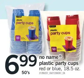 Fortinos No name plastic party cups, 50's offer