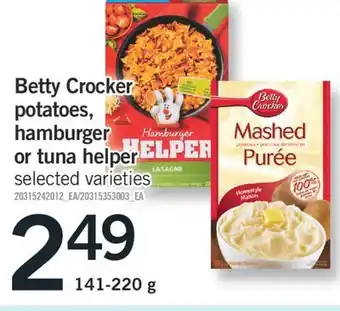 Fortinos Betty crocker potatoes, hamburger or tuna helper 141-220 g offer