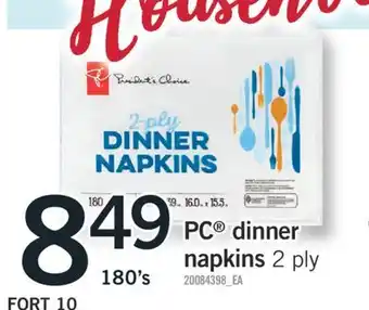 Fortinos Pc dinner napkins offer