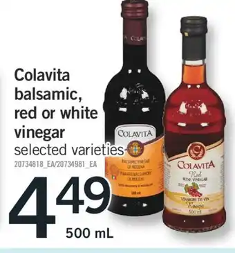 Fortinos Colavita balsamic, red or white vinegar offer