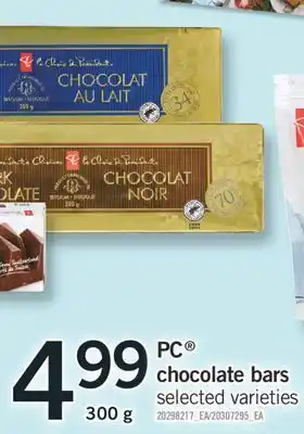 Fortinos Pc chocolate bars 300 g offer