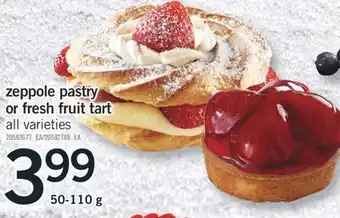 Fortinos Zeppole pastry or fresh fruit tart offer