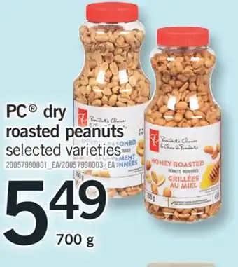 Fortinos Pc dry roasted peanut, 700 g offer