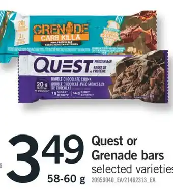 Fortinos Quest or grenade bars 58-60 g offer