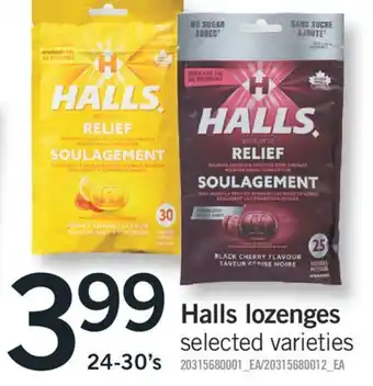 Fortinos Halls lozenges, 24-30's offer