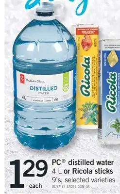 Fortinos Pc distilled water distilled water 4 l or ricola sticks 9' s offer