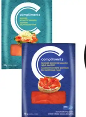 Sobeys Compliments smoked sockeye, steelhead or atlantic salmon or gravlax offer