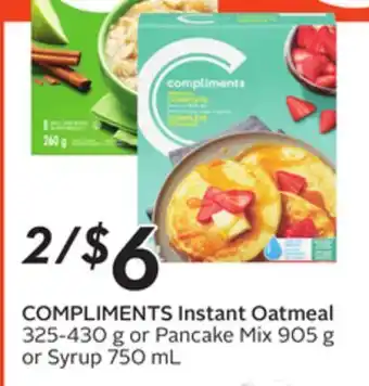 Sobeys Compliments instant oatmeal offer