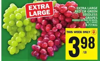 Food Basics Extra large red or green seedless grapes offer