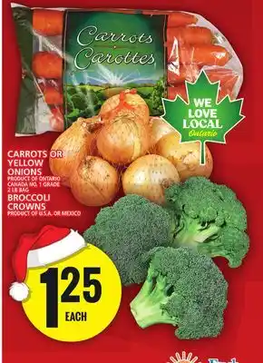 Food Basics Carrots or yellow onions or broccoli crowns offer