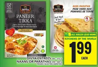 Food Basics Divya entrées, naans or parathas offer