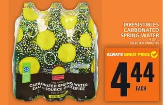 Food Basics Irresistibles carbonated spring water offer