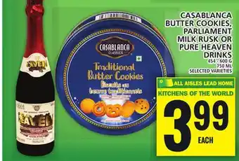 Food Basics Casablanca butter cookies, parliament milk rusk or pure heaven drinks offer