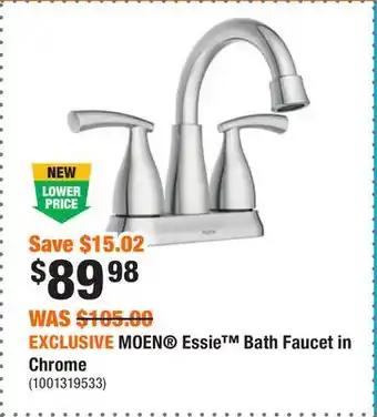Home Depot Exclusive moen essie bath faucet in chrome offer