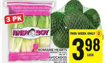 Food Basics Romaine hearts or avocados offer