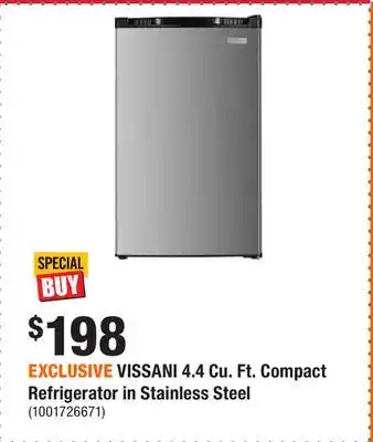 Home Depot Exclusive vissani 4.4 cu. ft. compact refrigerator in stainless steel offer