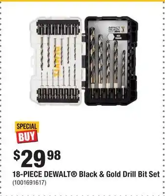 Home Depot 18-piece dewalt black & gold drill bit set offer