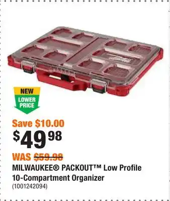 Home Depot Milwaukee packout low profile 10-compartment organizer offer