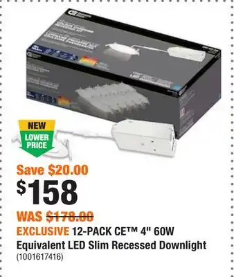 Home Depot Exclusive 12-pack ce 4 60w equivalent led slim recessed downlight offer
