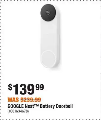 Home Depot Google nest battery doorbell offer