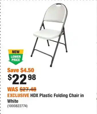 Home Depot Exclusive hdx plastic folding chair in white offer