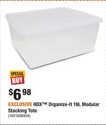 Home Depot Exclusive hdx organize-it 19l modular stacking tote offer