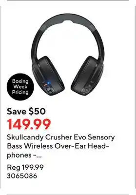 Staples Skullcandy crusher evo sensory bass wireless over-ear headphones - true black offer