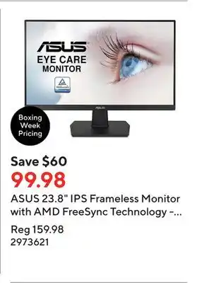 Staples Asus 23.8 ips frameless monitor with amd freesync technology - va24ehey offer