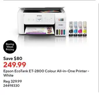 Staples Epson ecotank et-2800 colour all-in-one printer - white offer