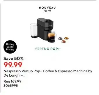 Staples Nespresso vertuo pop+ coffee & espresso machine by de longhi - liquorice black offer