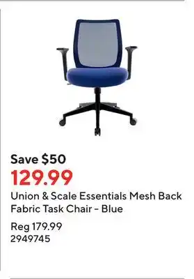 Staples Union & scale essentials mesh back fabric task chair - blue offer