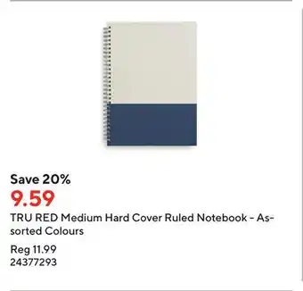 Staples Tru red medium hard cover ruled notebook - assorted colours offer