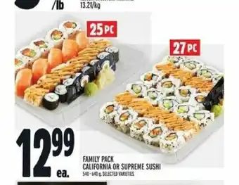 Metro Family Pack California or Supreme Sushi offer