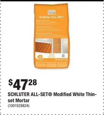 Home Depot Schluter all-set modified white thin-set mortar offer