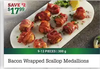 M & M Food Market Bacon wrapped scallop medallions offer